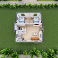 Rumah Kontainer Bongkar Pasang Baja Ringan 20ft, Rumah Mungil Prefab Modular, Siap Huni, Untuk Sewa Hotel