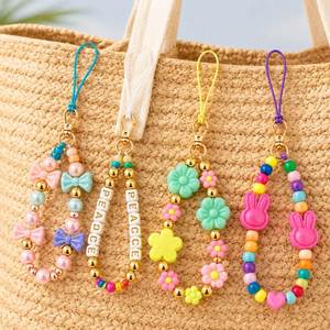 DIY Keychain Making Kit Cute Candy Bunny Flower Alphabet Letter Beads Acrylic Bead Set Bag Charm <b>Phone</b> <b>Lanyard</b> Craft Box - Product Image 3