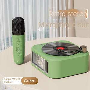 Microfono Karaoke Vintage per Famiglia, Giradischi Portatile con Due Microfoni Wireless, Altoparlante per Feste Musicali - Product Image 4