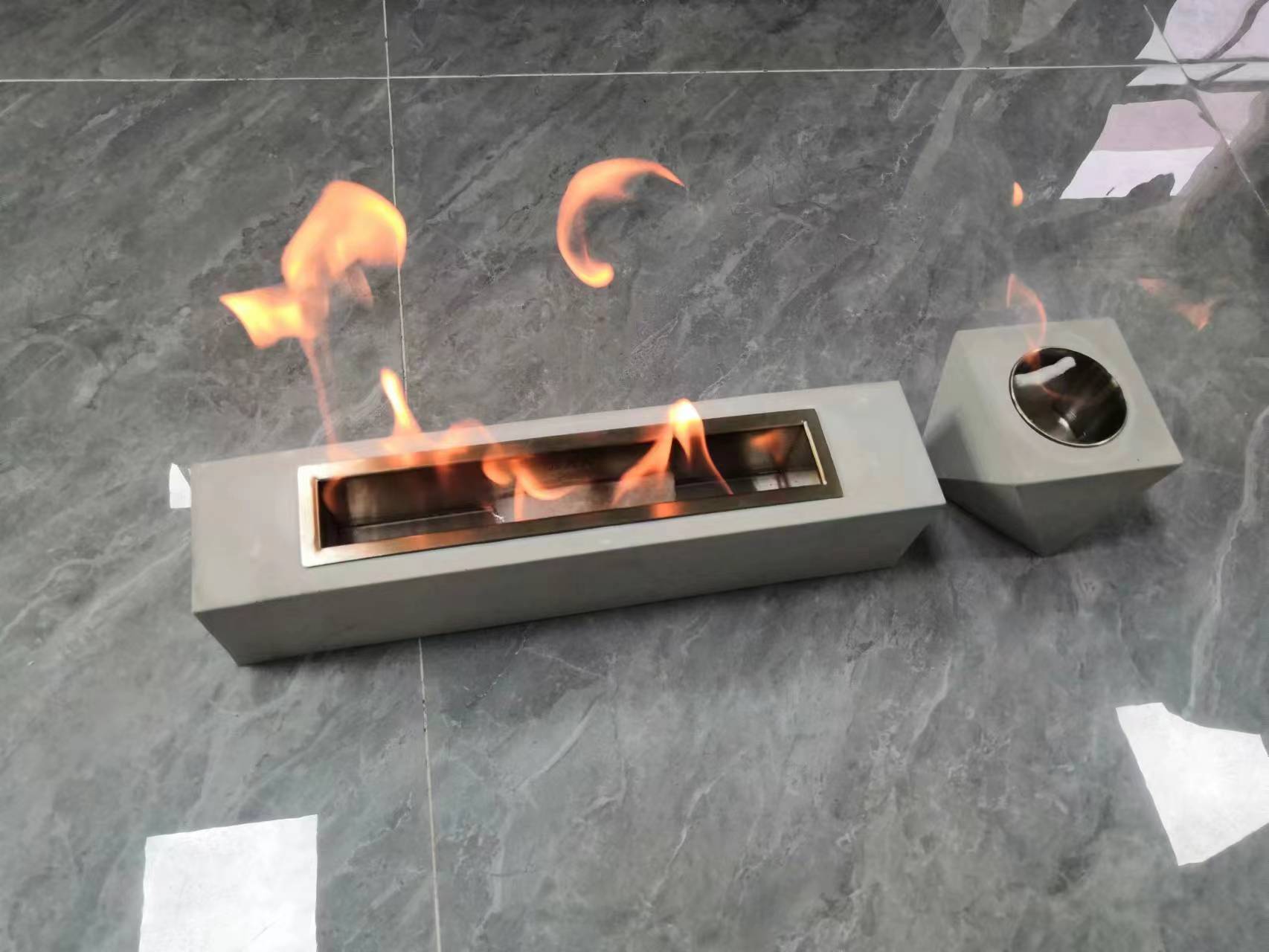 18 X 4 X 4 Inches Rectangular Table Top Fire Pit Outdoor Indoor Portable Concrete