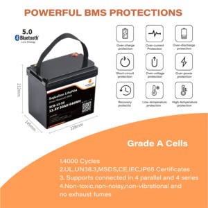 Batterie lithium-ion LiFePO4 12,8 V 50 Ah SUPCELION <span class=keywords><strong>SCB</strong></span> 12,8 V 50 Ah à cycle profond pour système de stockage d'énergie domestique avec Bluetooth 4.0 - Product Image 6