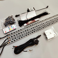 Kit d'éclairage LED RGBIC pour sous-sol de voiture, synchronisation musicale, 4 pièces, 12V, contrôle par application, bande lumineuse sous-sol, étanche IP67, installation facile, universel
