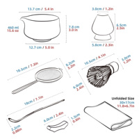 Coffret Cadeau d'Outils en Bambou, Kit Essentiel Japonais pour Matcha, Ensemble de 7 Pièces en Céramique et Porcelaine, Bol avec Bec Verseur, Ensemble de Thé Matcha Écologique