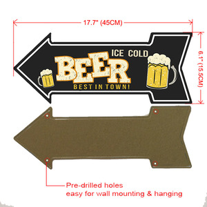 Insegna Vintage in Metallo a Forma di Freccia 45X15.5CM, Targhetta Personalizzata con Messaggio, Insegna in Latta per Birra, Decorazione Murale per Bar, Club, Caffè, Indicatore Retrò in Latta - Product Image 4