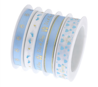 Rouleau de ruban imprimé "it's a Boy/Girl" en polyester, 25mm, ruban en satin bleu et rose, pour emballage de cadeau, fête prénatale, baptême