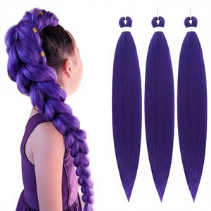 Cheveux synthétiques pré-étirés de 26 pouces pour tresses, longs extensions de cheveux violets pour scène, fête, Halloween, cosplay - Product Image 2