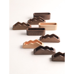 Porte-cartes de visite créatif en bois de noyer noir, support de cartes de visite en bois pour réception de bureau, présentoir de cartes de visite de table - Product Image 1