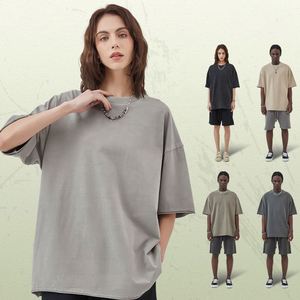 Großhandel OEM 100 % Baumwolle Herren Übergröße T-Shirt Dtg-Druck Tee Logo T-Shirt schwergewicht Säure gewaschen Vintage individuell rohes Hem-T-Shirt - Product Image 2