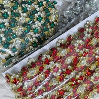 Vente en gros usine : Garniture en chaîne de cristaux scintillants, embellissement en cristaux brillants, bordure en strass pour vêtements et robes à coudre