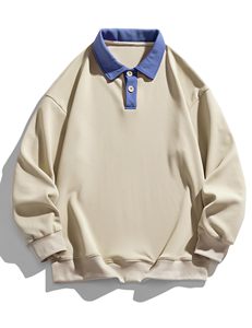 เสื้อสเวตเตอร์คอโปโลแขนยาวสวมหัวแบบลำลองทรงหลวมพอดีตัวสำหรับผู้ชาย - Product Image 5