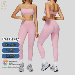 थोक कस्टम कसरत सांस लेने योग्य फिटनेस लेगिंग शीर्ष कपड़ों के सक्रिय कपड़े पहने महिलाओं के लिए जिम फिटनेस सेट - Product Image 2