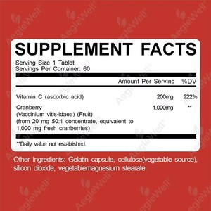 Tablet Aeglewell Cranberry Suplemen Buah Tablet Cranberry untuk Membantu Membersihkan dan Melindungi Saluran Kemih* Tablet Cranberry - Product Image 2