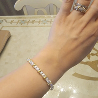 Bracelet tennis HanYu bicolore XOXO, 3 mm, moissanite D VVS1, argent sterling 925, plaqué or 18 carats, bracelet croisé