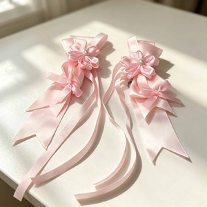 Accesorio para el cabello Lolita original hecho a mano con cintas, pinzas para coleta doble y una confesión bajo un árbol de cerezo. - Product Image 1