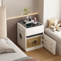 Meja Samping Tempat Tidur Pintar dengan Kotak Pengaman, Pengisian Daya USB, Speaker Bluetooth, Lampu LED, Pengisian Daya Nirkabel BTBT021 untuk Rumah atau Hotel