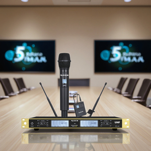 Dài-làm việc khoảng cách màu vàng kim loại chống phản hồi PLL kép UHF không dây Microphone đèn LED cardioid cực mô hình cho - Product Image 6