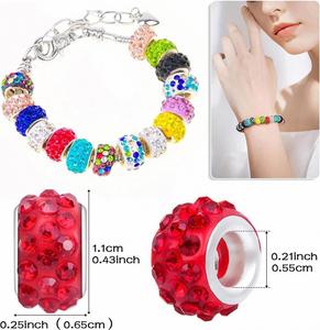 ลูกปัดรูใหญ่ประดับเพชรเทียม, ลูกปัดดินโพลิเมอร์สไตล์ยุโรปสำหรับทำสร้อยข้อมือ DIY และจี้รองเท้า ของขวัญส่งเสริมการขาย - Product Image 4