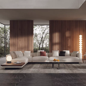 Sofá Seccional de Esquina de Diseño Italiano de Lujo en Cuero y Tela, Diseño de <span class=keywords><strong>Canape</strong></span> para Muebles de Hotel, Apartamento, Villa, Sala de Estar - Product Image 3