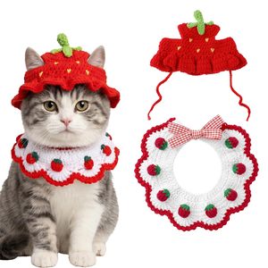 Grazioso Kit di Vestiti per Animali Domestici con Design in Pizzo Arricciato, Abito a Forma di Fragola in Maglia per Piccoli Compagni - Product Image 3