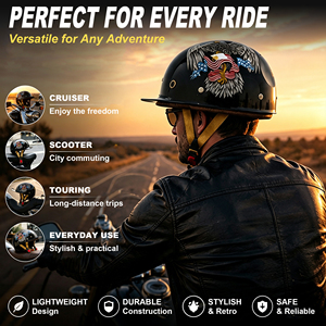 Casque de moto rétro demi-face en ABS certifié DOT, unisexe, pour scooter, utilisation toutes saisons - Product Image 6