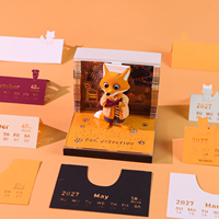 Bloc-notes 3D Sweetmade, Calendrier, Bloc-notes renard, Décoration de bureau, Marque-page découpé en papier, Ensemble de papeterie animaux mignons, Papier détachable, Cadeau
