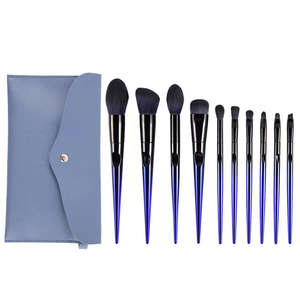 Juego de 10 <span class=keywords><strong>Brochas</strong></span> de <span class=keywords><strong>Maquillaje</strong></span> Profesionales, Diseño Elfo Azul Encantador, Brocha de Pelo Sintético para Rostro y Corrector - Product Image 2
