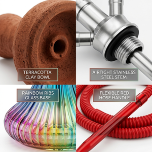 Oferta Especial: Shisha Colorida Iridiscente con Diseño Acanalado, Vaso Tipo Pera, Inoxidable, No Tóxico, Tubo de Silicona de Grado Alimenticio, Nargile - Product Image 4