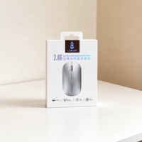 Boîte d'emballage personnalisée pour souris Bluetooth avec logo estampé à chaud, boîte à double rabat en carton blanc avec insert pour carte et languette de suspension