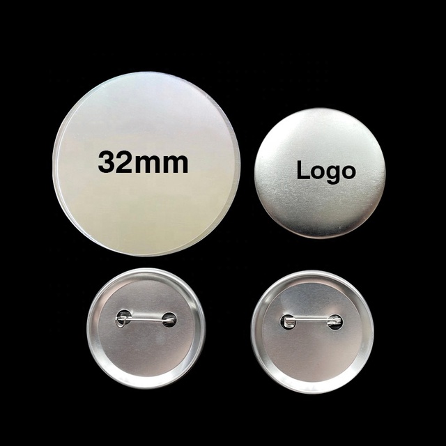 Business Gifts Brooch Maker Custom Blank Logo 32mm Tinplate Material Bottom Badge Pins for Souvenir
