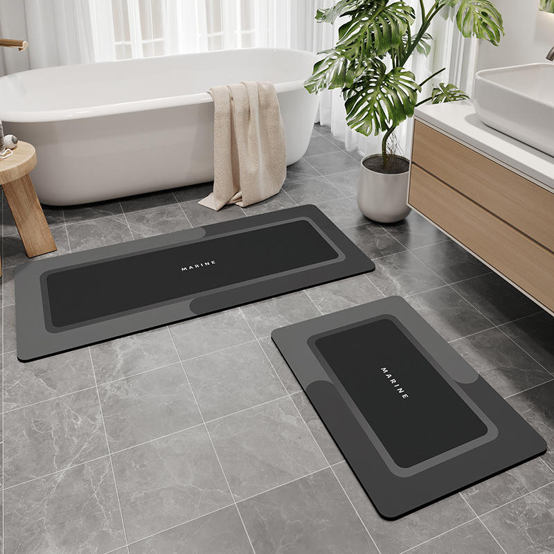 Diatomaceous earth bathroom mat - Morandi oval light gray