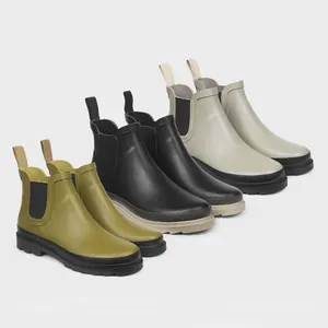 Tren Outdoor Wellington Wanita Tahan Air Hujan Sepatu Gumboot Pergelangan Kaki Orange Wanita Karet Sepatu Chelsea Boot untuk Wanita