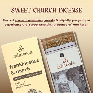 Incenso Calmveda Church di Incenso e Mirra (80 Bastoncini) - Senza Carbone, Fatto a Mano, Olibano da Fiori Riciclati per Uso Spirituale e Curativo - Product Image 3
