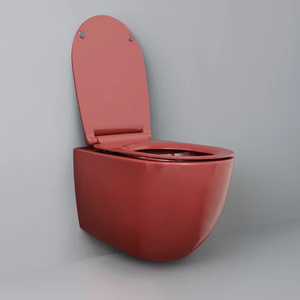 Inodoro circular <span class=keywords><strong>de</strong></span> doble descarga montado en la pared para baño y cocina, color <span class=keywords><strong>arco</strong></span>íris, inodoro <span class=keywords><strong>de</strong></span> cerámica con succión, gris cemento mate, sanitario. - Product Image 4