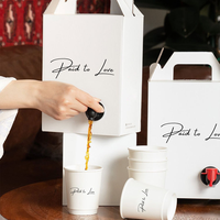 Boîte d'emballage en papier personnalisée 1L 2L 3L 5L pour café à emporter avec poignée, boîte à café 96oz à emporter, sac à vin Bag-in-Box, distributeur de café
