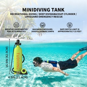 TUDIVING OEM/ODM <span class=keywords><strong>Bouteille</strong></span> <span class=keywords><strong>de</strong></span> <span class=keywords><strong>plongée</strong></span> HPA 200 bar 20 MPa 3000 psi pour sports nautiques, avec embout buccal à valve <span class=keywords><strong>de</strong></span> décharge, autonomie 25-30 minutes - Product Image 5