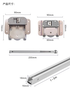 Herrajes de deslizamiento para puertas de armario con riel de suspensión externa y polea, accesorios de ferretería para sistemas push-pull, ideales para cocinas y centros comerciales, con amortiguación suave. - Product Image 1