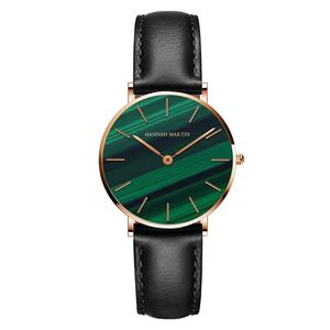 Montre-bracelet à quartz élégante et minimaliste pour femme, cadran vert malachite, bracelet en maille d'acier inoxydable, étanche, vente en gros - Product Image 4