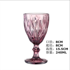 แก้วไวน์สี 240 มล. 300 มล. ลายเพชรอาร์ไกล์ สำหรับงานแต่งงาน งานเลี้ยง แก้วแชมเปญวินเทจ สีฟ้า สีเหลืองอำพัน แก้วไวน์สีต่างๆ - Product Image 6