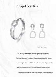 ชุดแหวนและต่างหูเงินแท้ S925 ดีไซน์โปร่ง - เรียบง่ายและสง่างาม เหมาะเป็นของขวัญรับปริญญาหรือของขวัญวันวาเลนไทน์สำหรับสาวๆ - Product Image 4