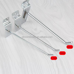 Factory Wholesale Single Wire Slatwall Metal Hooks-<b>Chrome</b> Plated 26lb+ Capacity-Shelf Display Accessories for Retail Stores - Product Image 3