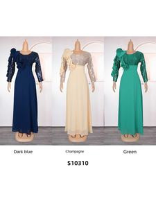 Elegante Abito da Donna Africana <span class=keywords><strong>Taglie</strong></span> <span class=keywords><strong>Forti</strong></span> con Paillettes Gonna Lunga Floreale in Chiffon <span class=keywords><strong>per</strong></span> la Primavera Stile Internazionale - Product Image 4