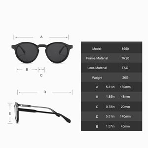 サングラス女性用偏光サングラス,新デザイナーTR90透明ラウンドフレーム - Product Image 5