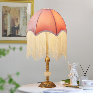 Mỹ Sang Trọng Hiện Đại AC Điện Thời Trung Cổ Đèn Cạnh Giường Ngủ Retro Tua Ngọc Brass Bảng Đèn Cho Phòng Khách RGB Pin Đọc Sách - Product Image 3