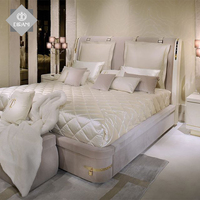 De cuero de cama tamaño King italiano moderno dormitorio de lujo importados moderno de cuero de nobuk de muebles para el hogar cabecero de la cama.