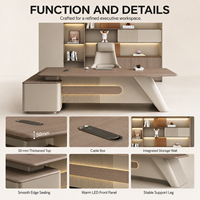 Bureau de direction moderne de luxe en bois, grand poste de travail avec tiroirs de rangement pour projet de bureau haut de gamme