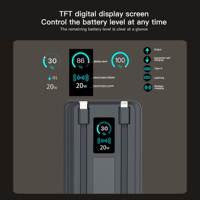 Batterie externe sans fil 3-en-1 15W en alliage d'aluminium avec écran TFT, magnétique et prise intégrée pour téléphones et montres