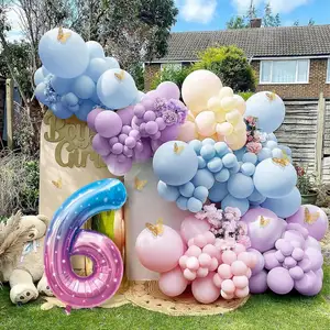 Papillon décoration anniversaire fille 6 ans ballon guirlande papillon violet papillon fête d'anniversaire ensemble pour fille 6e anniversaire