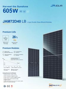 Módulo Fotovoltaico JA Solar JAM72D40-590/LB Panel Solar de Doble Vidrio 585w 590w 595w 600w - Product Image 2