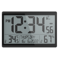 Pantalla LCD contemporánea Reloj de pared atómico Patrón de planta Aguja Soporte de mesa de plástico para ocasiones de boda