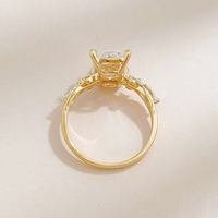 Anello in Argento 925 con Diamanti Creati in Laboratorio Taglio Principessa Ghiacciato Vintage in Oro Giallo 18K, Bracciali e Braccialetti con Diamanti, Gioielli da Sposa all'Ingrosso